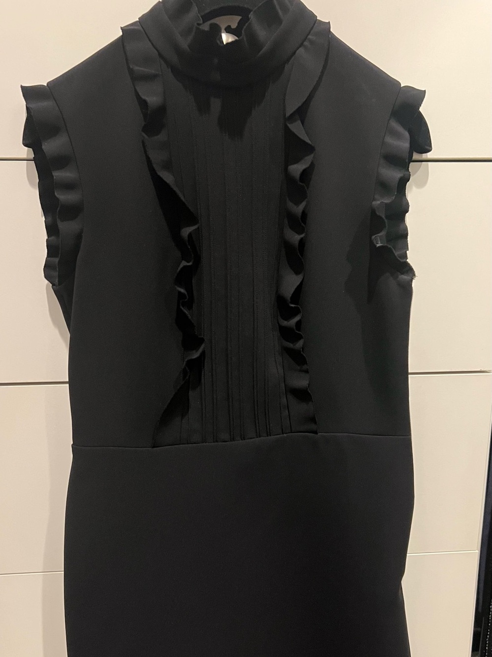 Miu Miu Black Sleeveless Ruffle-Trim Midi Dress